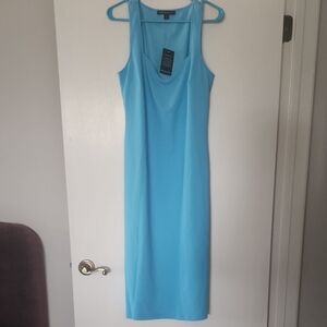 Blue Sleeveless Halter Sheath Dress for Night Out